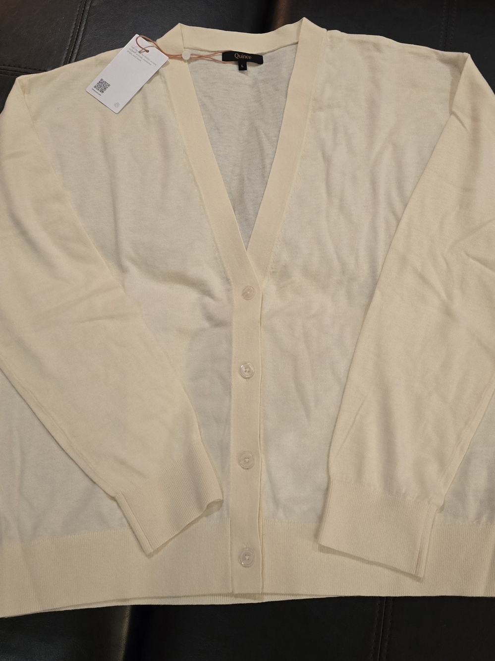 Quince Women's Cardigan. Pale Custard Yellow. Lightweight Cashmere. Size (L)